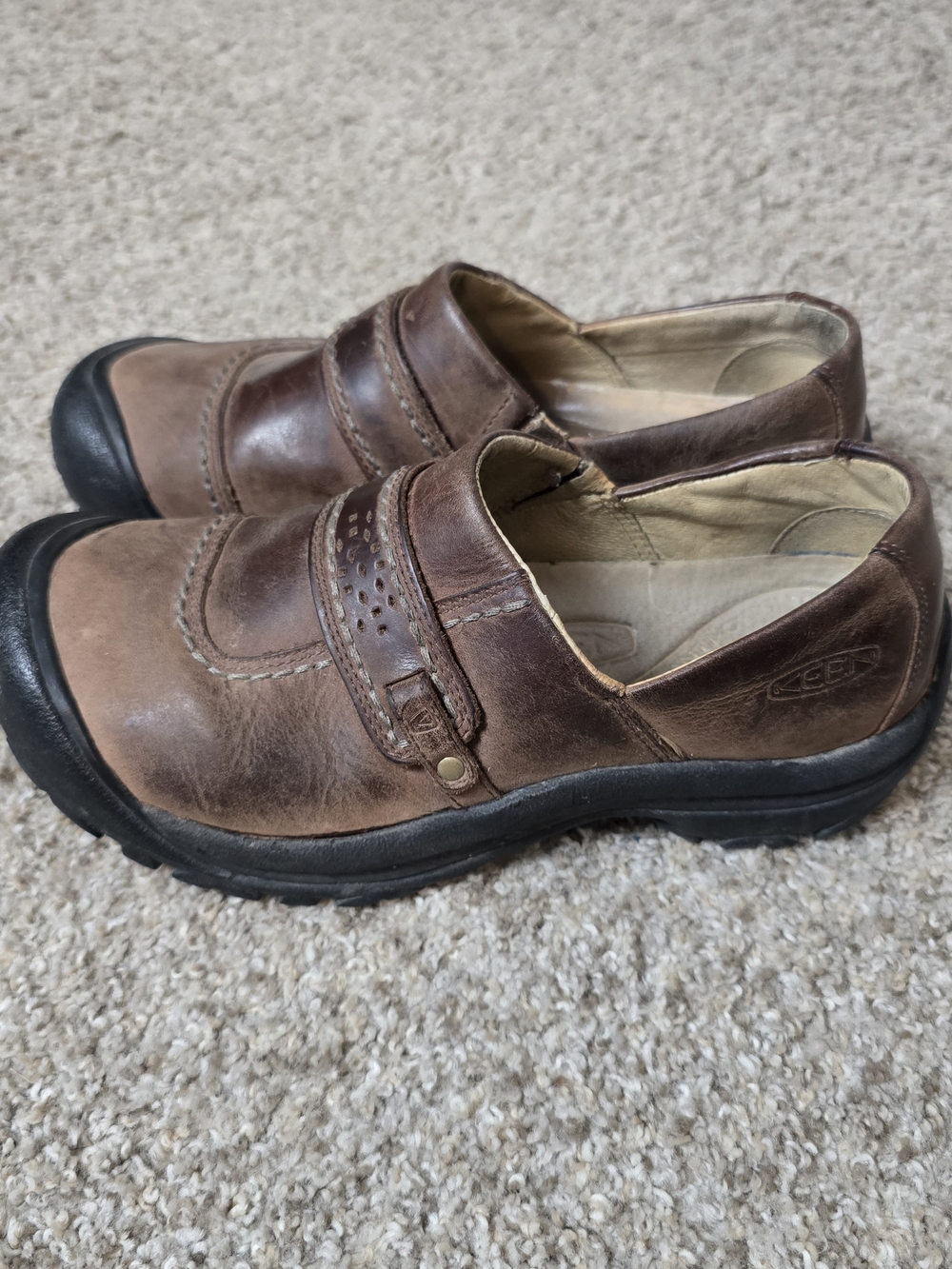 KEEN Women’s Leather Slip-On Casual Shoes Brown/Black Rubber Sole US 8.5 EU 39 - Picture 5 of 7